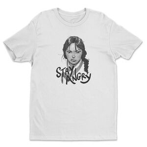 American Apparel Stay Angry T-Shirt, White, Size M